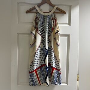 VENUS Geometric Print dress - Red, Blue, Cream